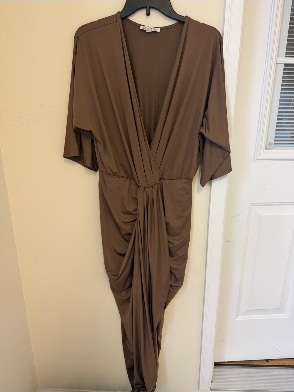 Dress Day Taupe V-Neck Wrap Midi Dress